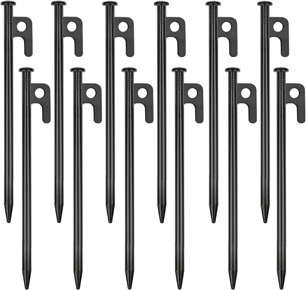 12 Pack Tent Stakes Heavy Duty Metal Tent Pegs for Camping Steel Tent Stakes 8 inch Unbreakable and Inflexible