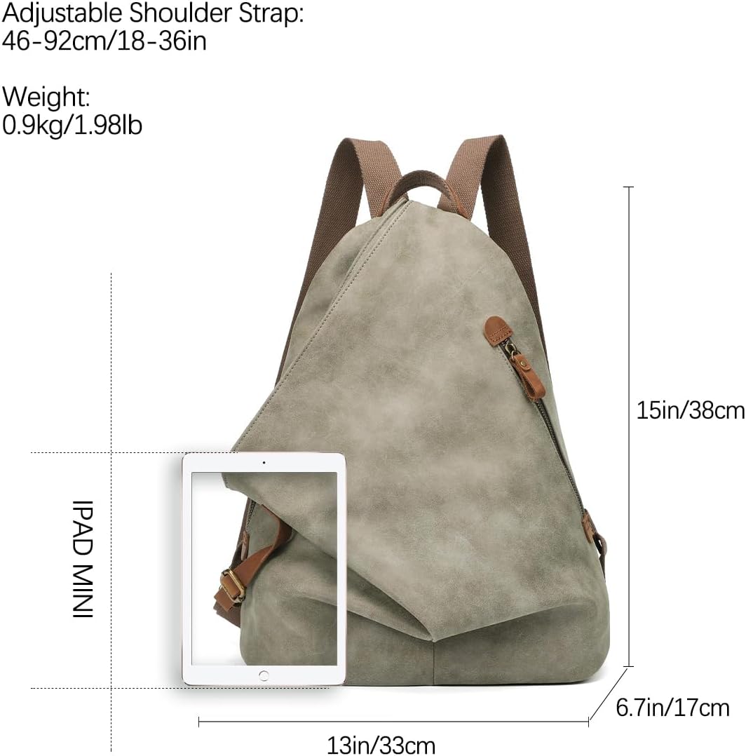 KL928 PU Leather Vintage Backpack – Large Casual Daypack Outdoor Travel Rucksack Hiking Backpacks for Men Women