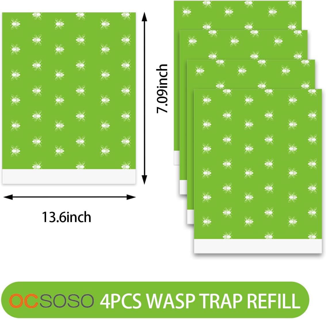 Wasp Traps for Outdoor Hanging, Hornet Carpenter Bee Fly Sticky with Bait Reservoir, Outdoor Wood Bee Traps Reusable for Garden Patio Camping Picnic (Deep Green)