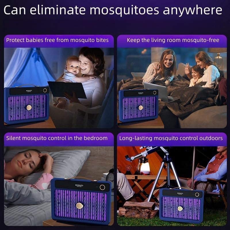 Portable Mosquito Killer Lamp with 4000mAh Rechargeable Battery, Indoor and Outdoor Use, Silent Bug Zapper, Cordless Electric Mosquito Trap for Camping, Home, and Travel (Blue)