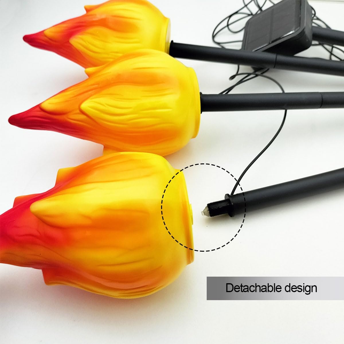 1 Solar by 4 Flame Lamps, Outdoor Courtyard Atmosphere Camping Light, Waterproof Ground Inserting Décor Lights (4 Flame Lamp)