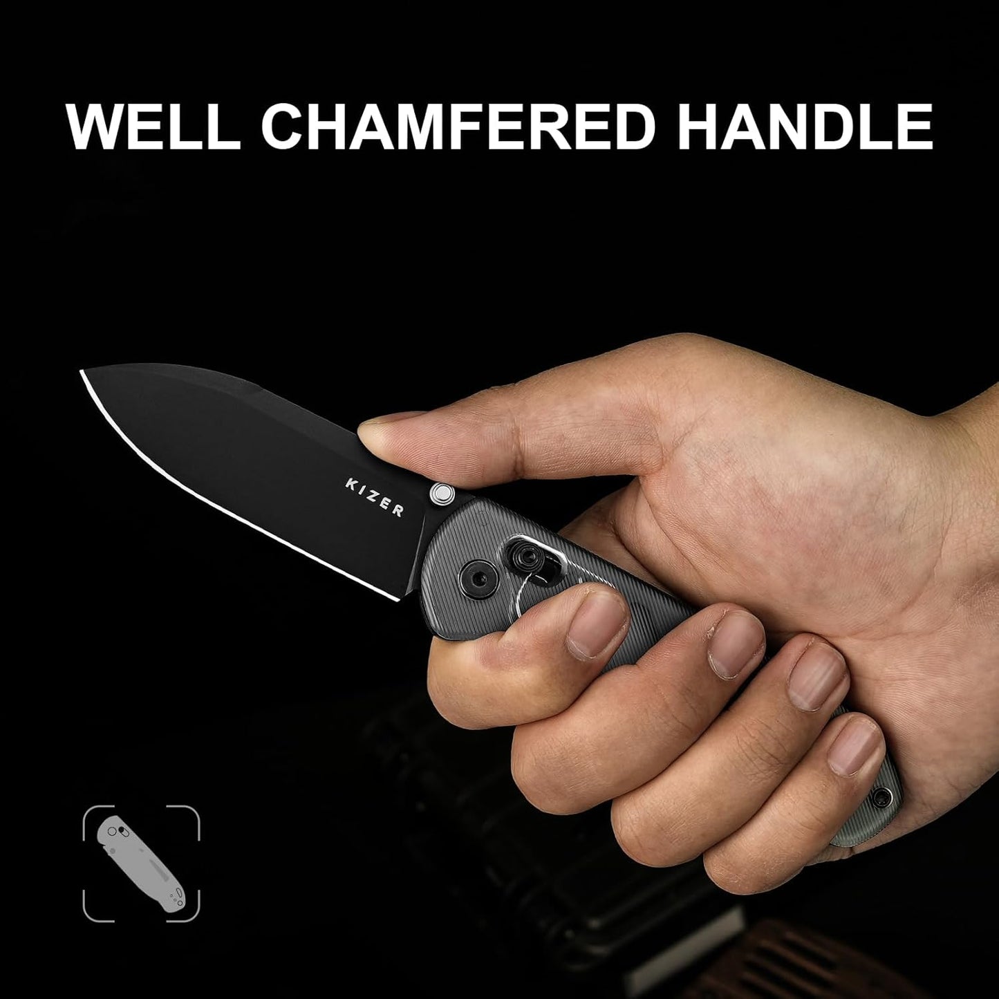 Kizer Drop Bear EDC Pocket Knife, 2.97” Nitro-V Blade Acrylic Handle Folding Knife with Thumb Stud Opener, Clutch Lock EDC Knives for Men Women Gift V3619A9