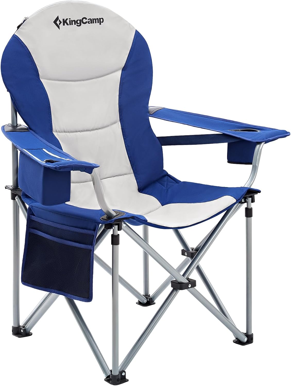 KingCamp Oversized Camping Folding Chair with Lumbar Support, Heavy Duty Ergonomic Padded Arm Chair with Cooler Bag, Cup Holder, Portable for Outdoor