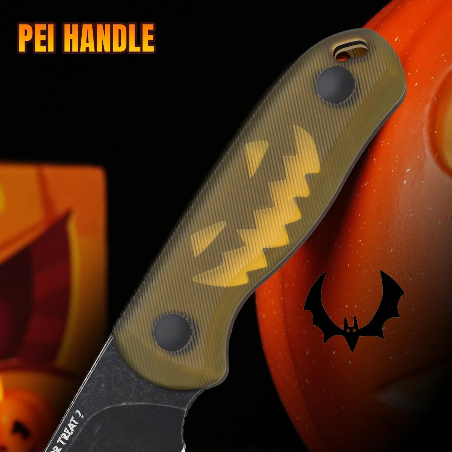 Kizer Drop Bear Fixed Blade Knife, 2.57" 14C28N Blade Halloween EDC Camping Knife with Yellow PEI Handle, Small Hunting Knives with Kydex Sheath, Survival Knives for Men Women, 1094HW2