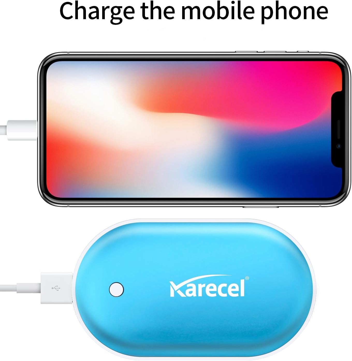 Karecel Rechargeable Hand Warmers 2 Pack, 10,400mAh Double Sided Heat Electric Hand Warmers Power Bank, Portable Pocket USB Heated Handwarmers, 4-inch Full-Surface Heat & Quick Charge, Men Tech Gifts