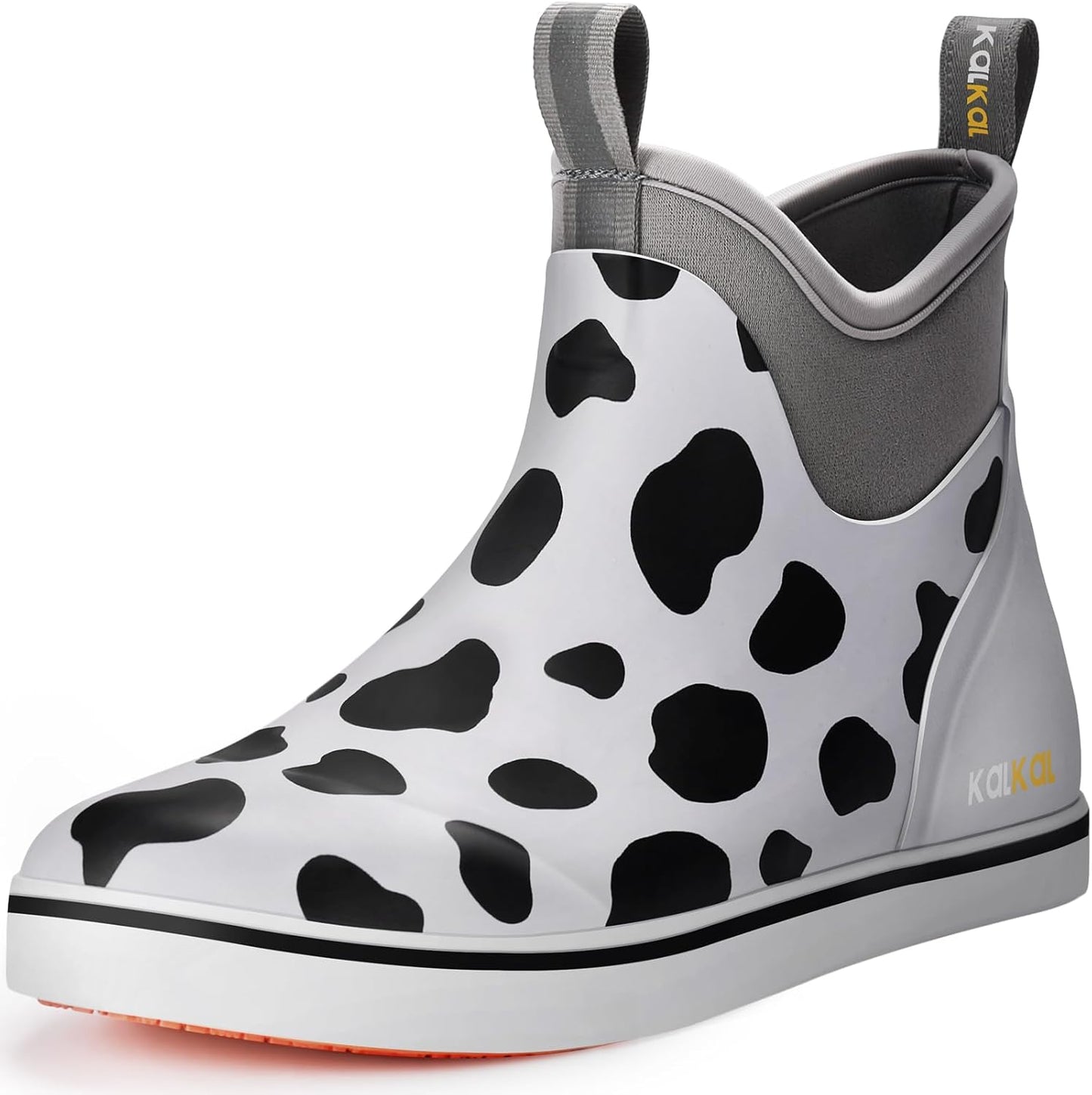 Kalkal Men's Deck Boots, Waterproof Fishing Rain Boots with High Traction, Men's Rubber Boots For Gardening Fishing Boating Camping Sailing