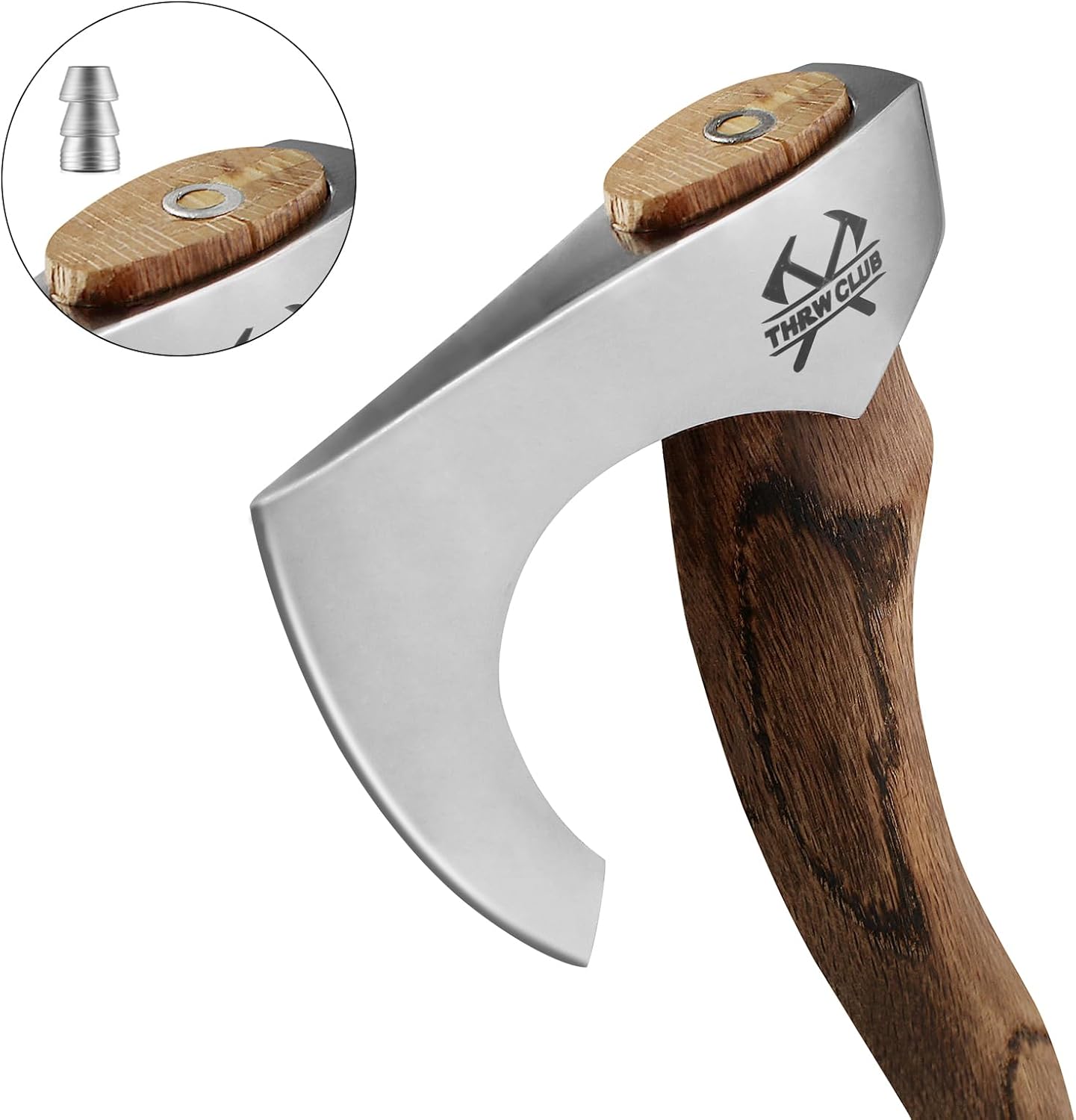 15" Camping Hatchet, Hand-Forged Axe with Sheath for Wood Chopping and Splitting, Bushcraft Axe with Beech Handle for Outdoor Camping and Survival