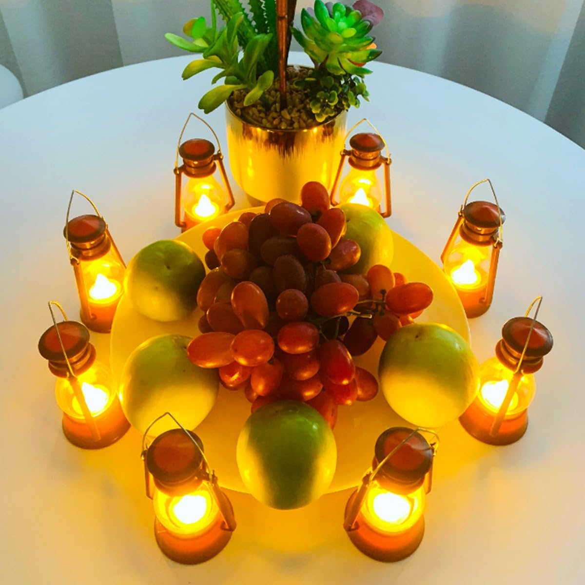 12 Pack Mini Lantern for Little Cowboy Centerpieces Tables Ideas Western Party Favor Decorations Wedding Decor Camping with 4inch Flickering LED Candle, Vintage Table Toppers Decorative (Brown)