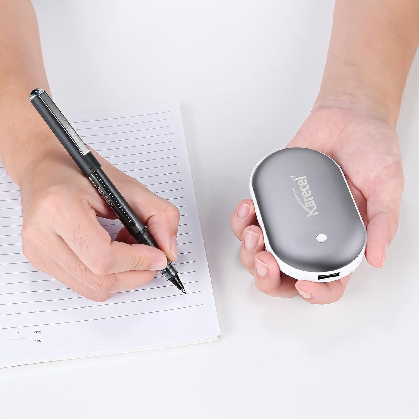 Karecel Rechargeable Hand Warmers 2 Pack, 10,400mAh Double Sided Heat Electric Hand Warmers Power Bank, Portable Pocket USB Heated Handwarmers, 4-inch Full-Surface Heat & Quick Charge, Men Tech Gifts