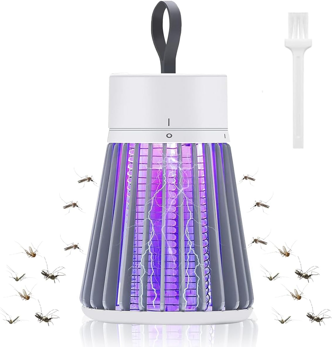 Bug Zapper Rechargeable, Hangable Mosquito Killer Lamp - Portable UV Insect Gnat Trap for Outdoor/Indoor, USB-Powered with Grid for Camping, Bedroom, Patio, Kitchen
