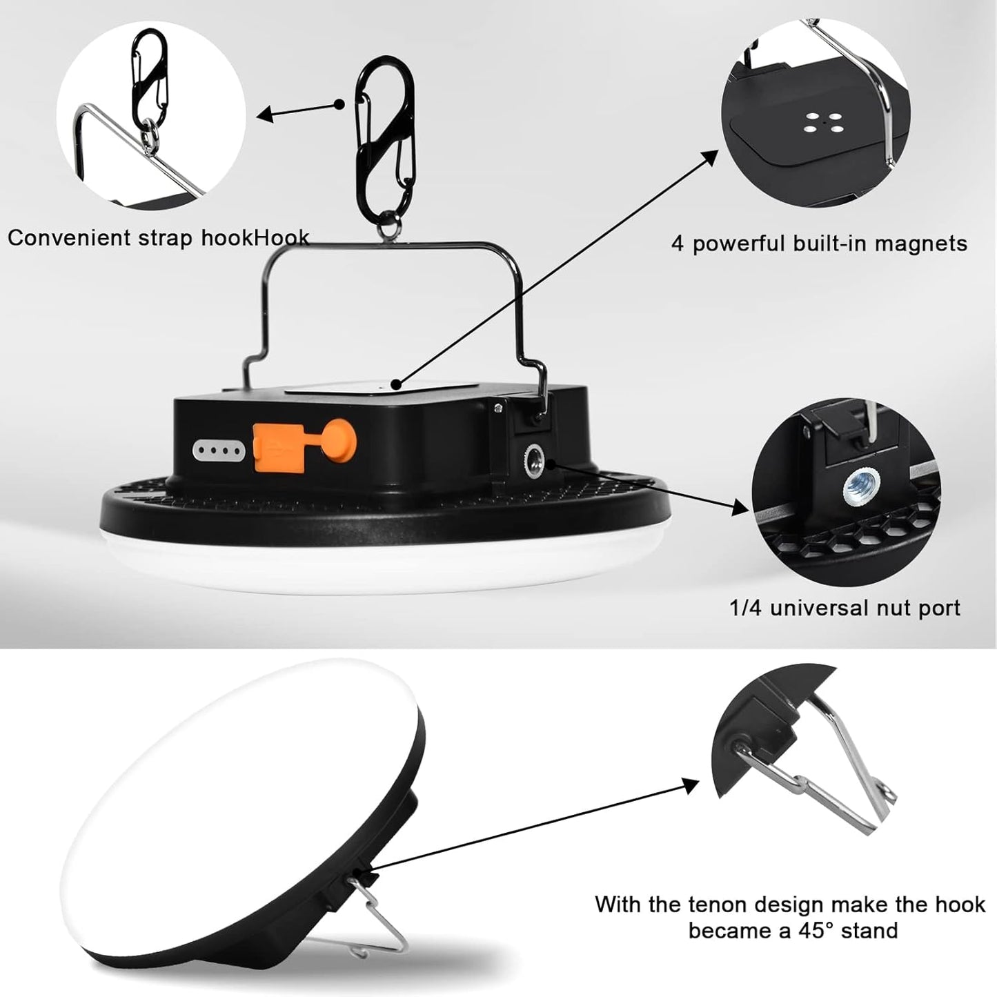 16500mAh 60W Rechargeable Camping Light with Remote 3000LM 2700/4000/6500K LED Camping Lantern Portable IP65 Waterproof Tent Lights Power Failur