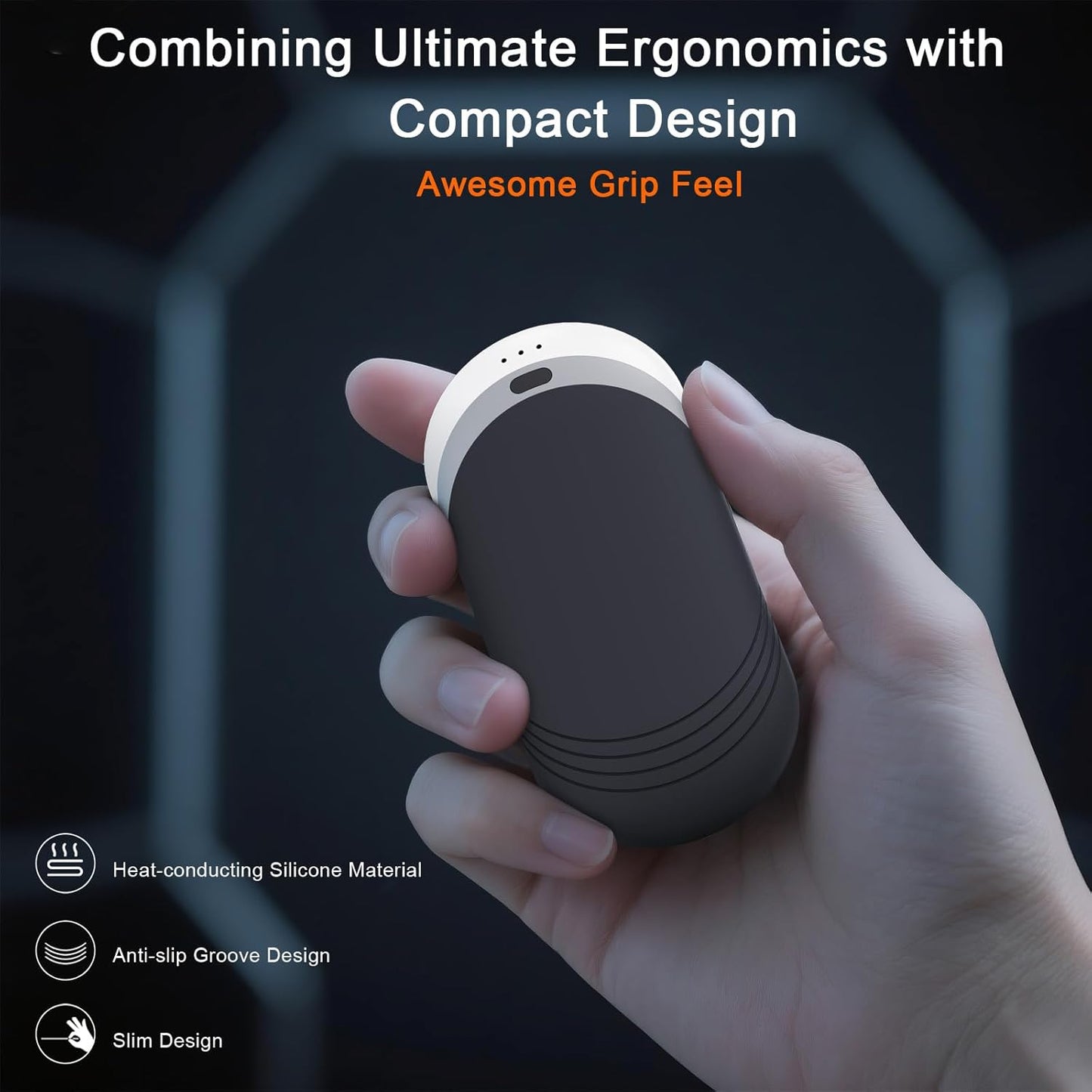 Karecel Thermally Conductive Silicone Rechargeable Hand Warmers 2 Pack, 6000mAh Double-Sided Heat AI Electric Hand Warmer, Portable Pocket Handwarmer, Fits in Gloves, Slim, Shockproof, Women Men Gifts