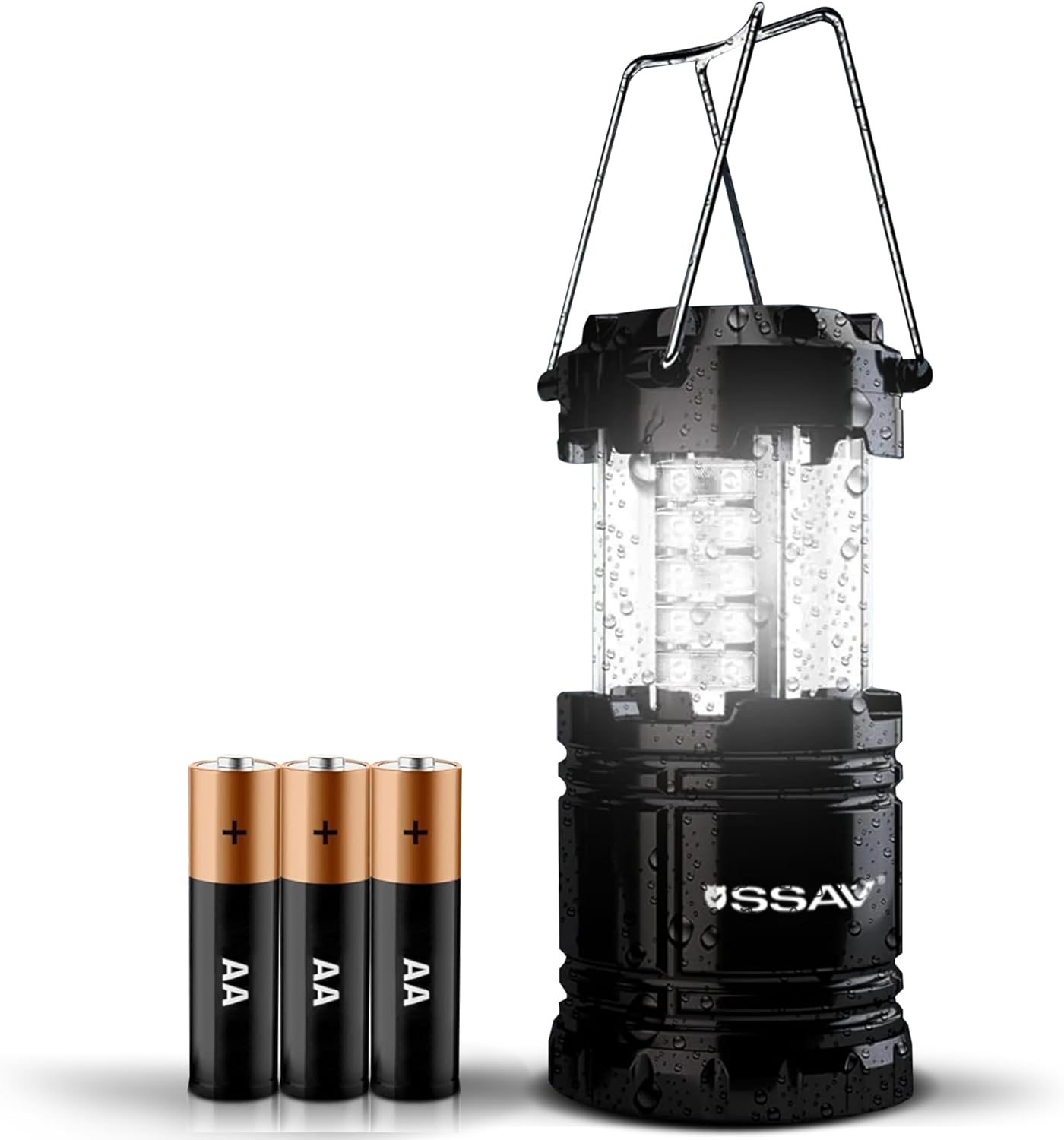 1 Pack LED Camping Lantern, LED Lanterns, Suitable Survival Kits for Hurricane, Emergency Light for Storm, Outages, Outdoor Portable Lanterns, Black, Collapsible, (Batteries Included)