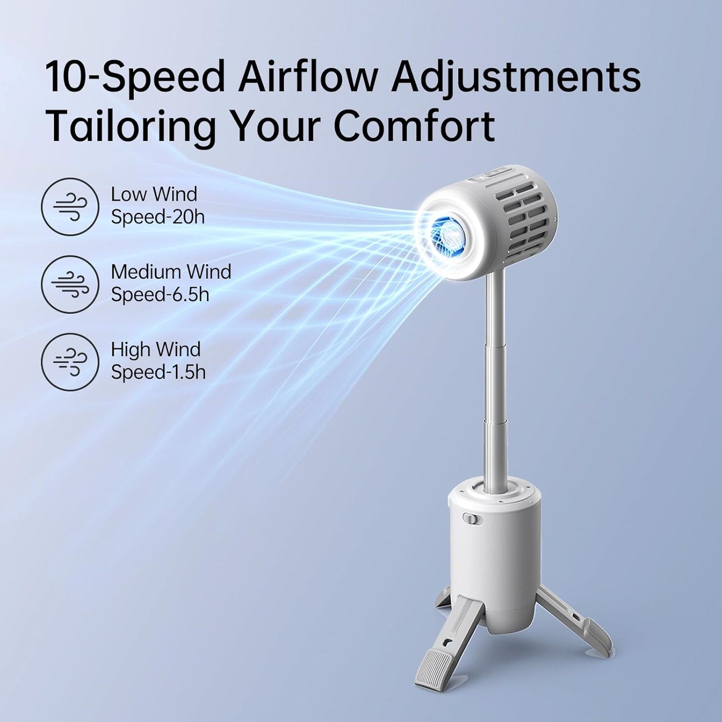 JISULIFE Outdoor Fan Ultra 1, 10-Speed Foldable, 13500mAh Battery Operated Rechargeable, Portable Tent Ceiling with Power Bank, Flashlight, Ideal for Travel, Camping, Fishing, Gifts - Grey