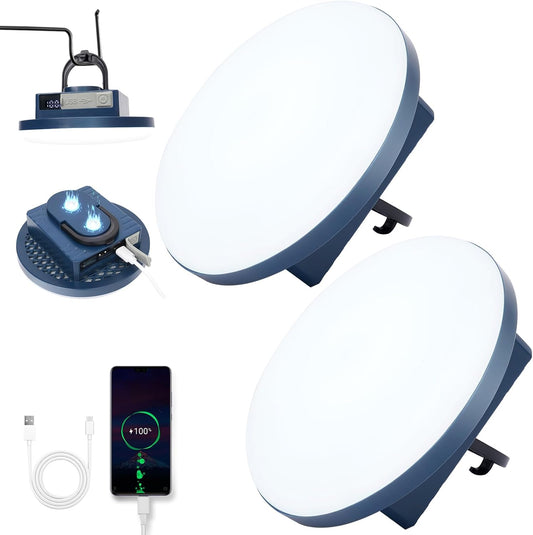 12000mAh 5000LM Camping Lights 2Pack, 42W Camping Lantern Rechargeable up to 200H, Lanterns for Power Outages, Hanging Tent Lights, Magnet Work Light, Waterproof Emergency Light for Outdoor, Hurricane