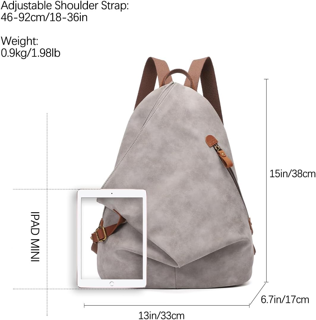 KL928 PU Leather Vintage Backpack – Large Casual Daypack Outdoor Travel Rucksack Hiking Backpacks for Men Women