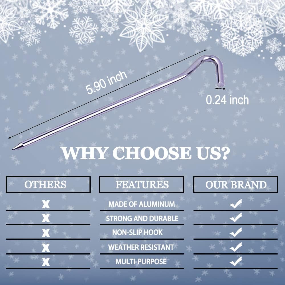 12 Pack Replacement 6.5ft Tethers and Aluminum Metal Stakes Tie Down Rope Strings Halloween Christmas Xmas Blow Up Inflatable Spikes Outdoor Holiday Yard Garden Lawn Decoration Camping Tent