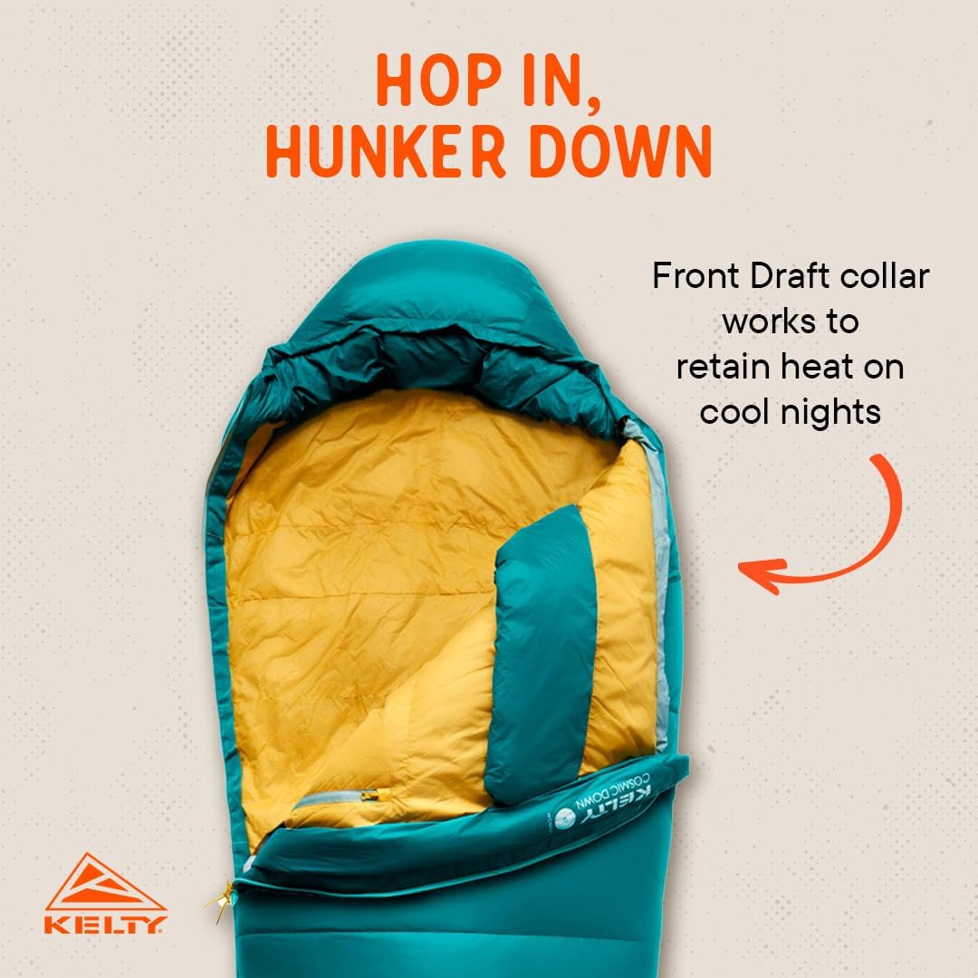 Kelty Cosmic 20 Down Mummy Sleeping Bag for Backpacking, Campers, 550 Fill Power, Recycled Fabrics with PFAS-Free DWR, Designed in Sunny Colorado,