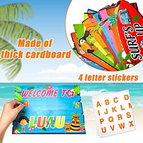 Jetec 20 Pieces Luau Party Welcome Sign, Tropical Hawaiian Summer Themed Party Decorations Hawaiian Welcome Sign Front Door with 4 Sheet Stickers