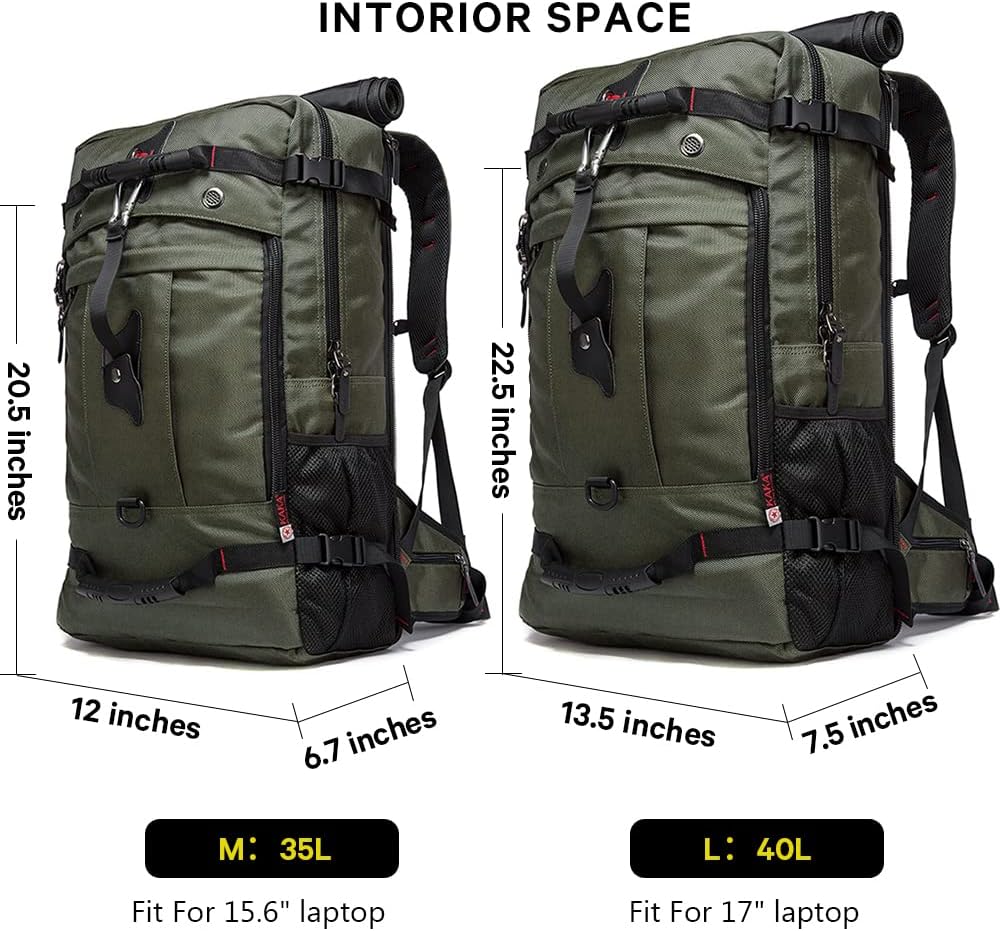 KAKA Travel Backpack, Carry On Backpack Durable Convertible Duffle Bag Fit for 15.6 Inch Laptop for Men and Women(Medium 35L)