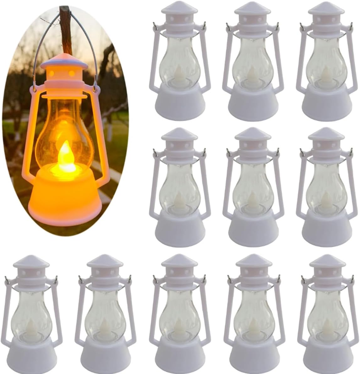 12 Pack Mini Lantern for Little Cowboy Centerpieces Tables Ideas Western Party Favor Decorations Wedding Decor Camping with 4inch Flickering LED Candle, Vintage Table Toppers Decorative