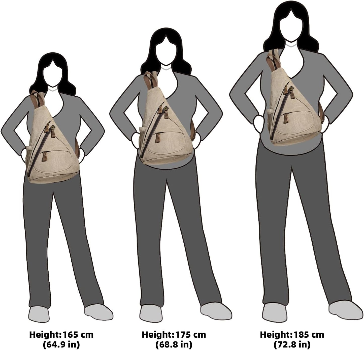 KL928 Canvas Sling Bag - Small Crossbody Backpack Shoulder Casual Daypack Rucksack for Men Women(Large Version)