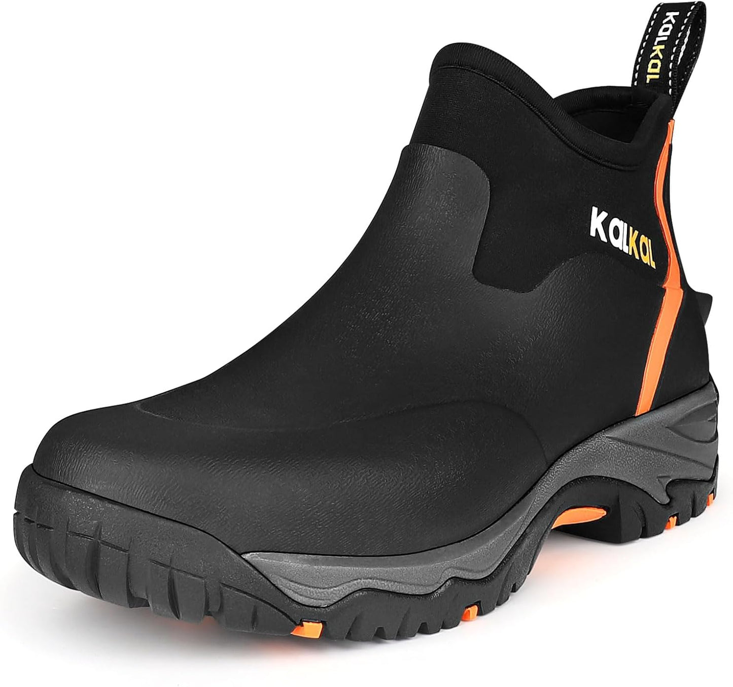 Kalkal Men's Rubber Boots, Waterproof Ankle Rain Boots, Insulated Working Booties with Comfortable Sports Sole, Outdoor Mud Boots for Yard Chore