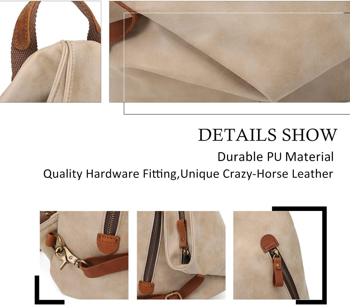 KL928 PU Leather Vintage Backpack – Large Casual Daypack Outdoor Travel Rucksack Hiking Backpacks for Men Women