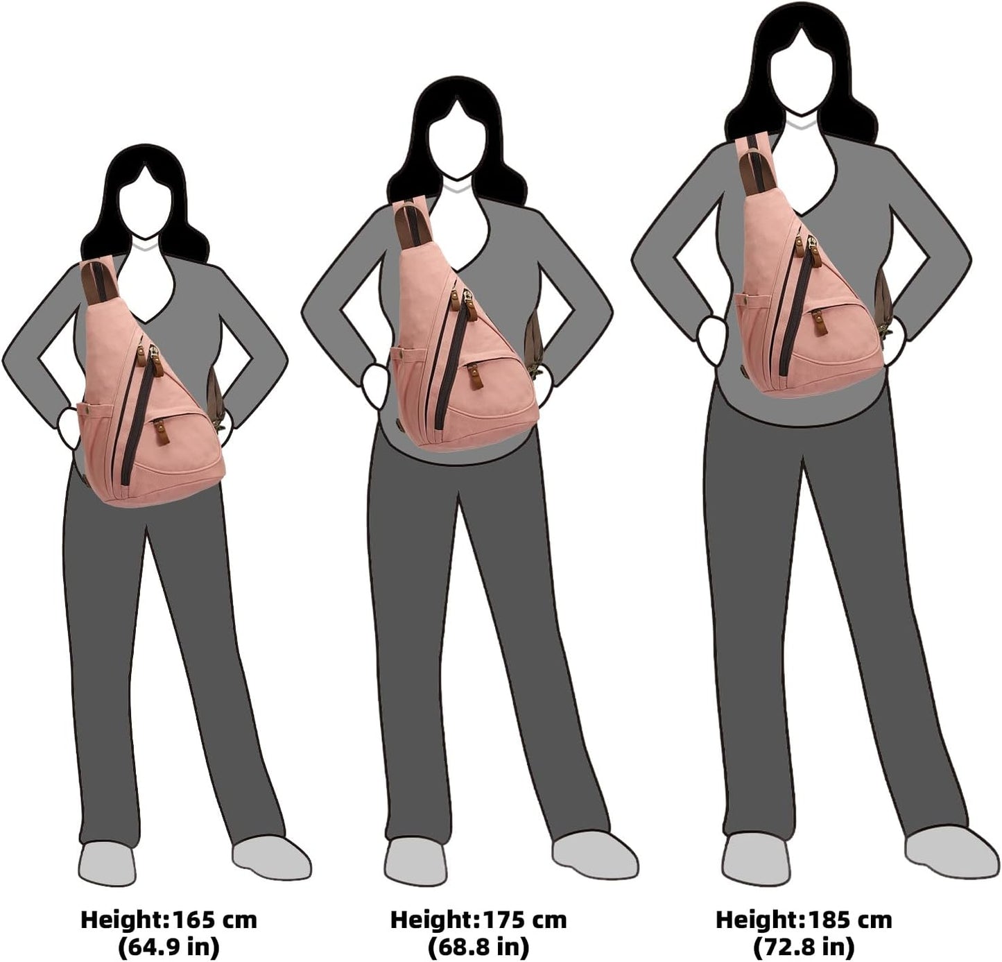 KL928 Canvas Sling Bag - Small Crossbody Backpack Shoulder Casual Daypack Rucksack for Men Women(Large Version)