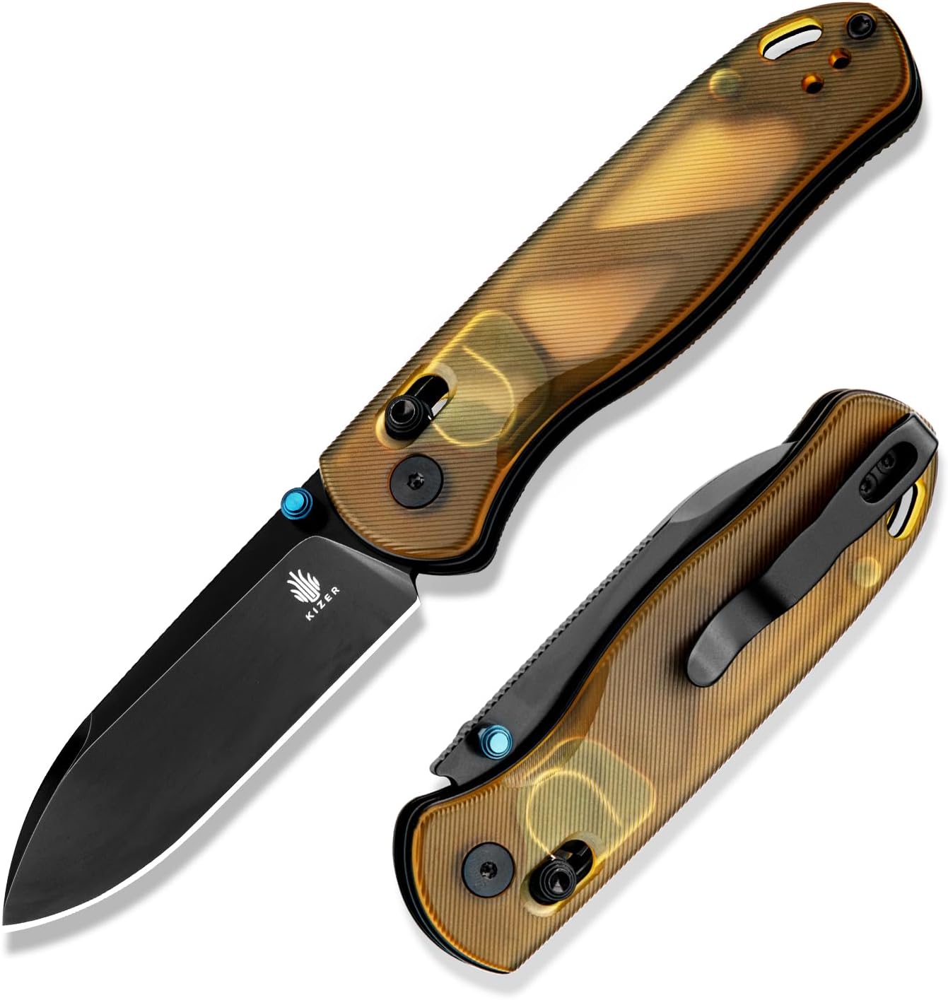 Kizer Drop Bear EDC Pocket Knife, 2.98” Nitro-V Steel Blade PEI Handle Folding Knife with Thumb Stud Opener, Clutch Lock Knife for Men Women Gift V3619A2