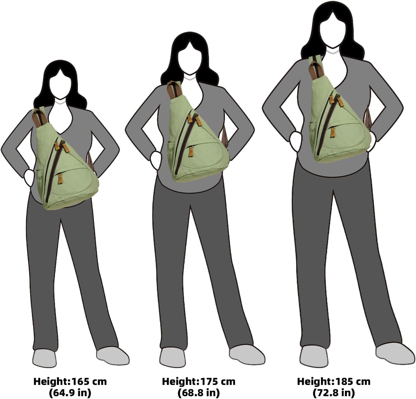 KL928 Canvas Sling Bag - Small Crossbody Backpack Shoulder Casual Daypack Rucksack for Men Women(Large Version)