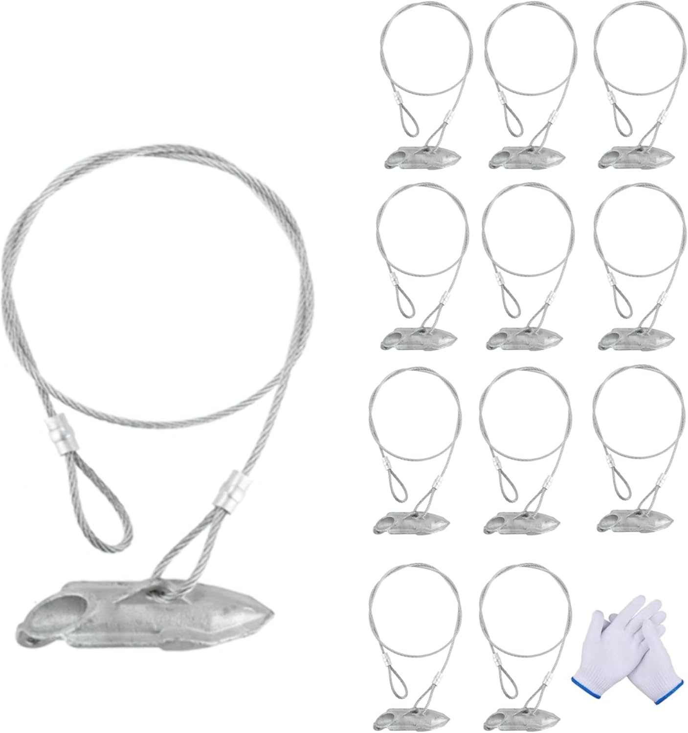 (12 Pack) Drive-In Ground Earth Anchors with 30inch Cable, Earth Anchor Heavy Duty for High Winds, Easy Hook Anchor for Fixing Shed, Carports, Tent, Swing Set, Greenhouse, Gazebo. (30inch - 12pcs)