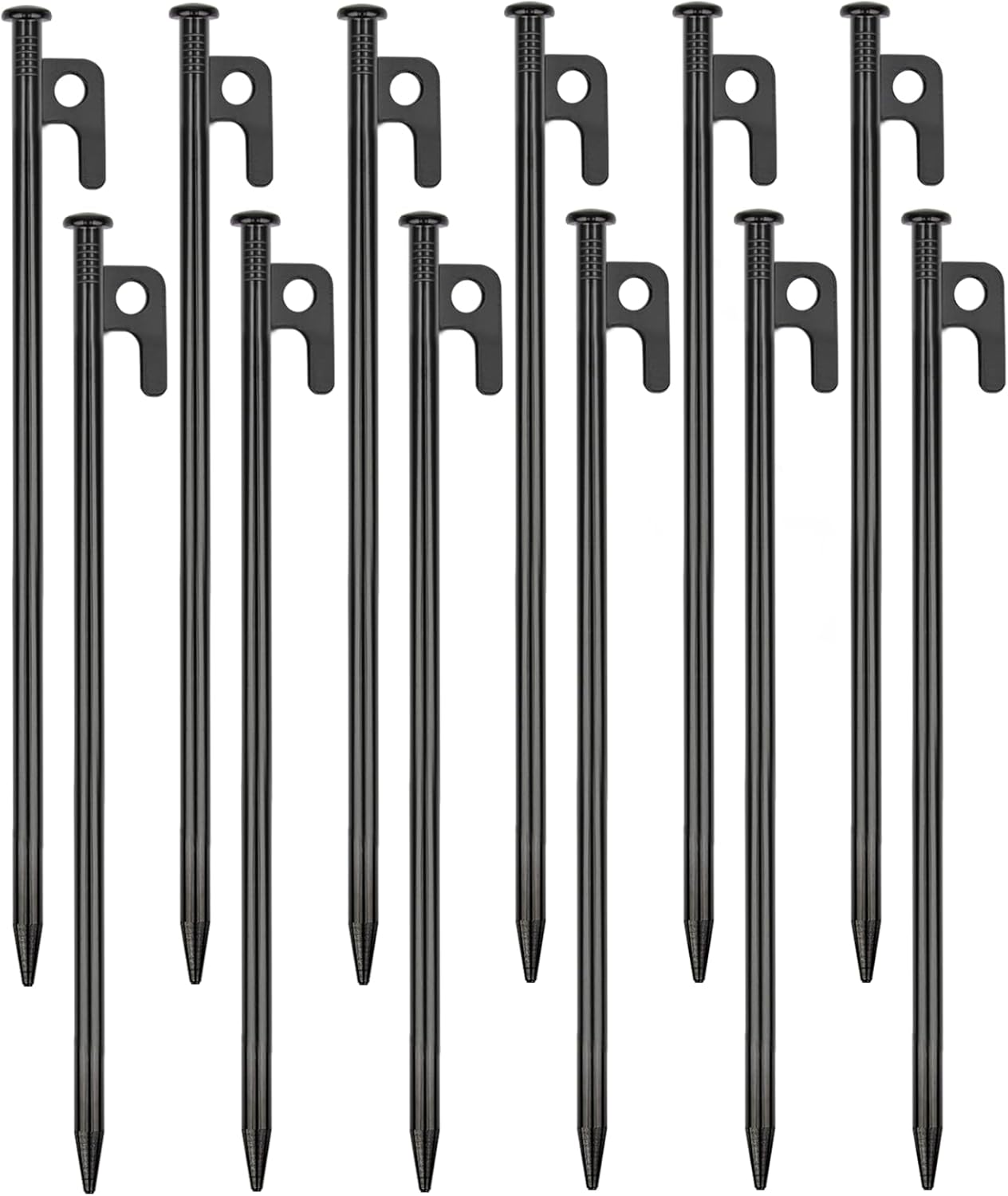 12 Pack Tent Stakes Heavy Duty Metal Tent Pegs for Camping Steel Tent Stakes 12 inch Unbreakable and Inflexible