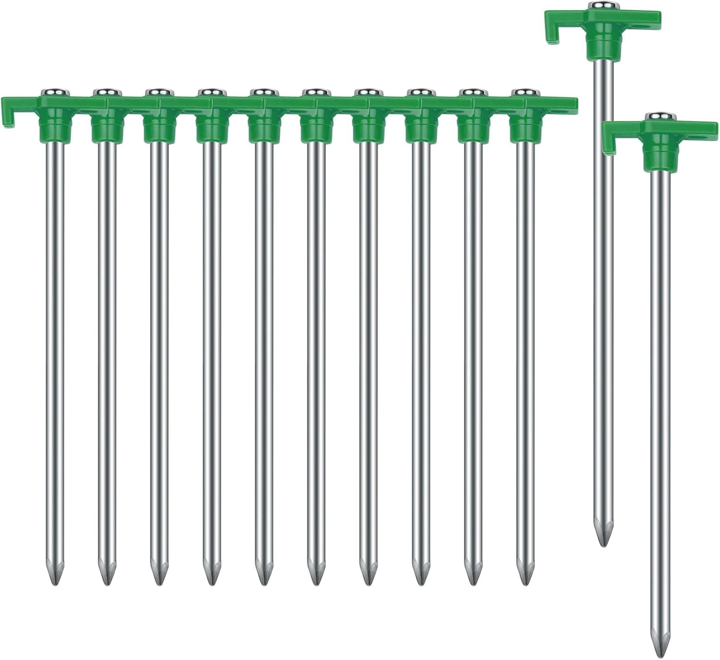 12PCS Tent Stakes, Camping Stakes,AVOFOREST 7.1inch Non-Rust Metal Tent Pegs Ground Stakes Tent Spikes Camping,Garden,Hiking Green