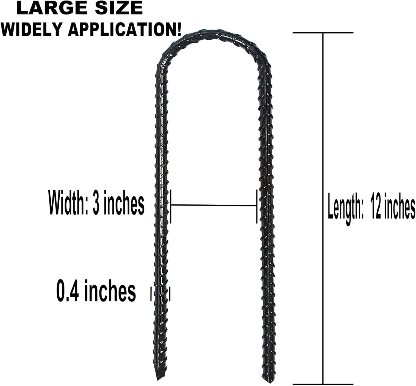 12-Inch Trampoline Wind Stakes, Extra Heavy Duty U Shaped Coated Rebar Stakes Safety Ground Anchors for Huge Garden Decoration (6)