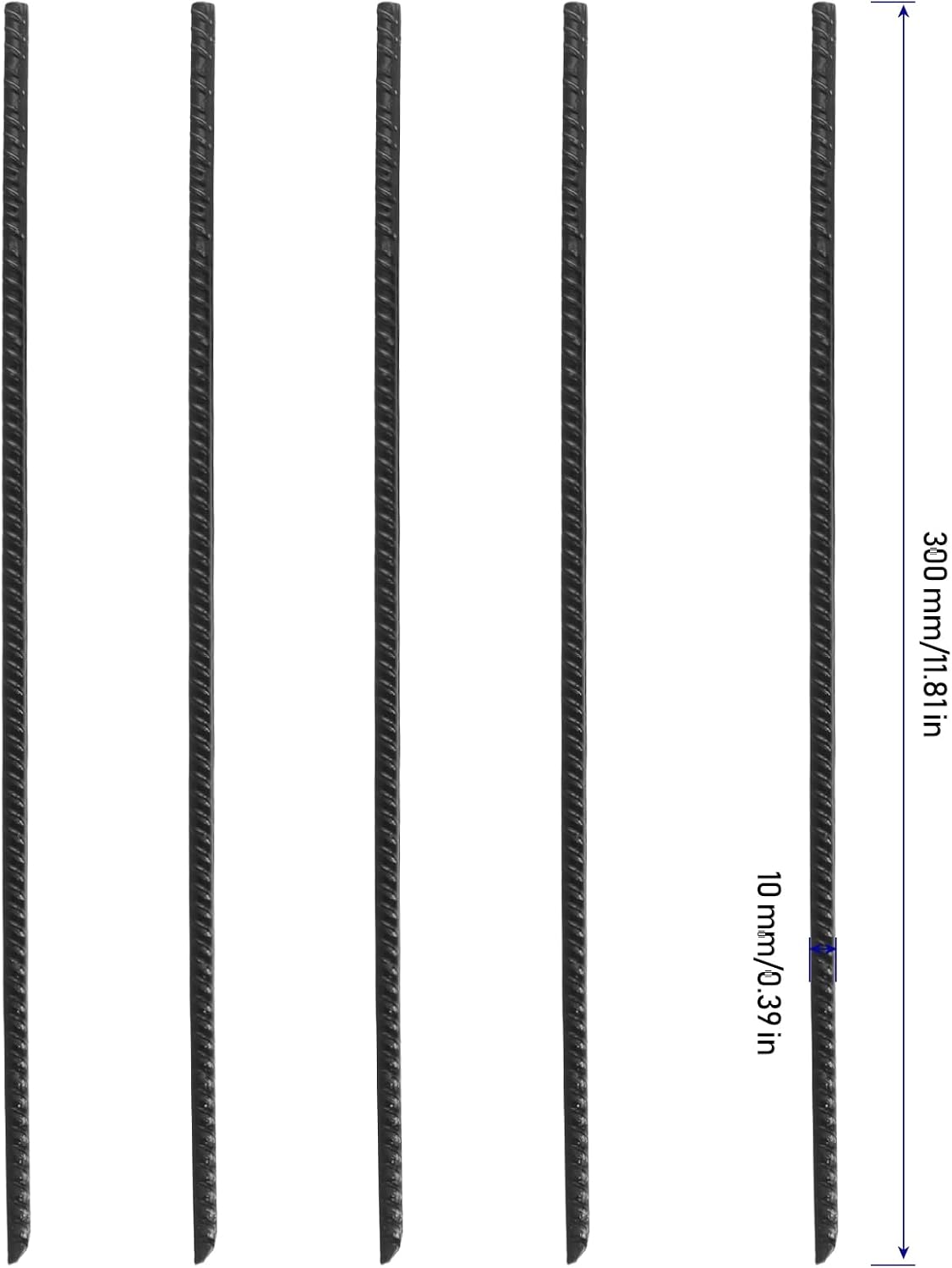 KINJOEK 20 PCS 12 Inch Straight Rebar Stakes, Heavy Duty Ground Anchor with Chisel Point End, Garden Stake Metal Camping Tent Spikes for Garden Camping Tent Fence Trampoline