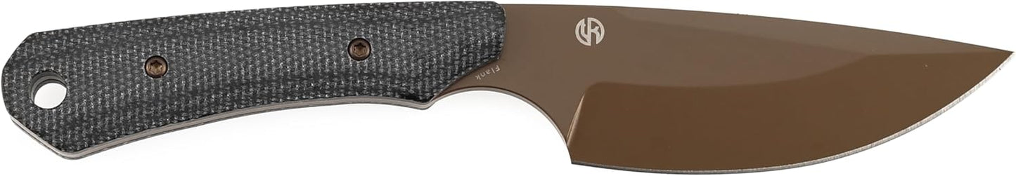 KANSPET Flank Fixed Blade Knife, 3.69" Rose Gold Coated Sharp D2, Black Micarta Ergonomics Handle, Adjustable Kydex Sheath for EDC Hunting Survival Camping G006A3