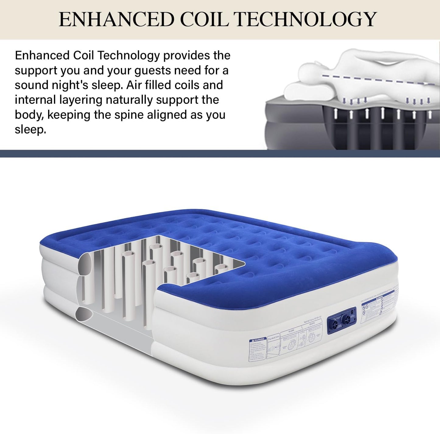 King Koil Luxury Queen Air Mattress with Built-in Pillow & Ultra-Fast Built-in High-Speed Pump, 20″ Inflatable Premium Airbed, Waterproof, Adjustable Firmness, 1-Year Manufacturer Warranty