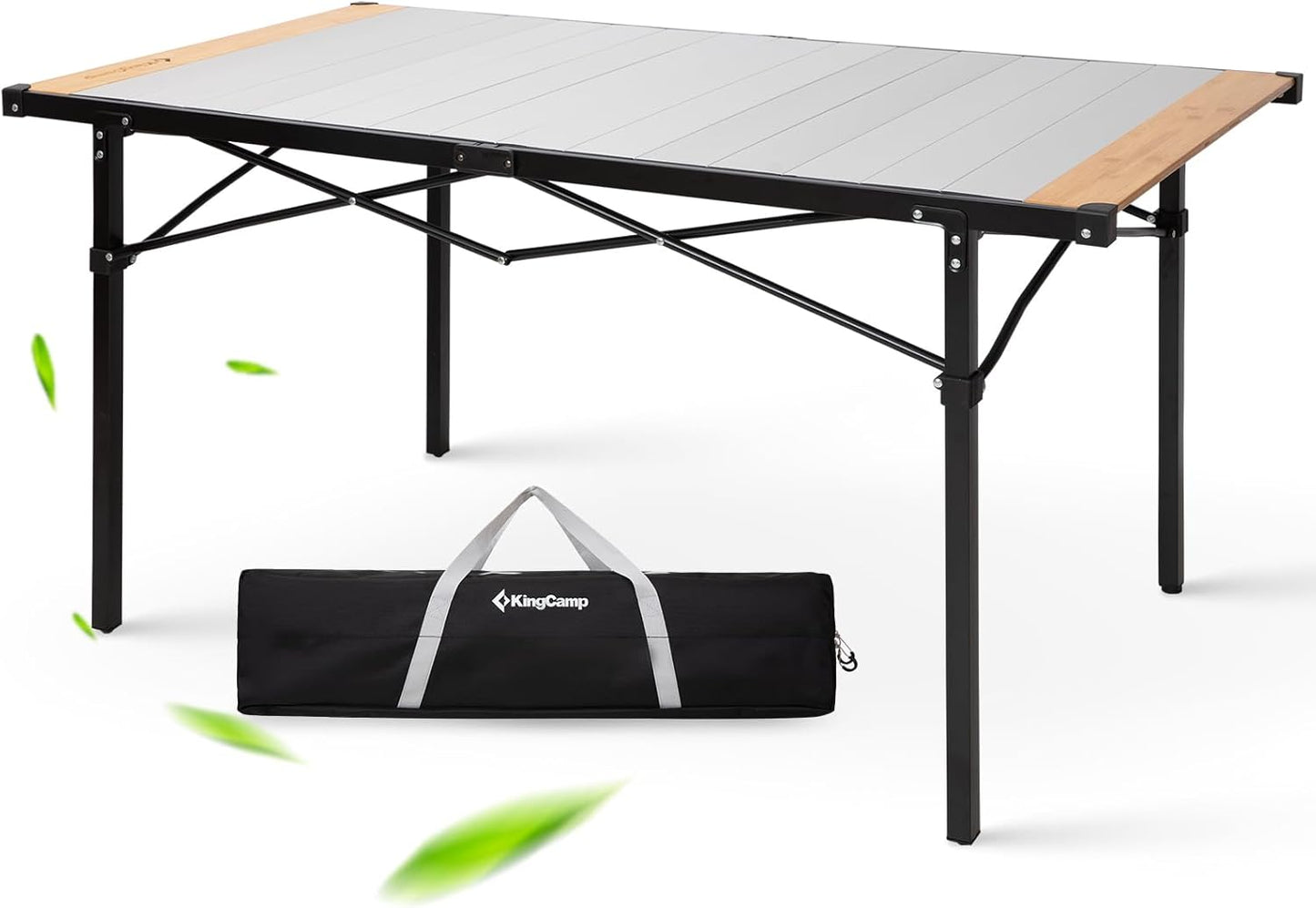 KingCamp Camping Table Folding Portable Table Aluminum Roll Up Lightweight Foldable Large Camp Table for Indoor Outdoor Picnic Backyard, 53.5"X27.5"