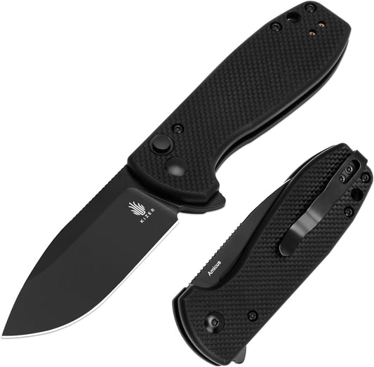 Kizer Amicus Small Pocket Knife, 2.95 Inches 9Cr18MoV Steel Blade, Black G10 Handle Folding EDC Knife L3002A1