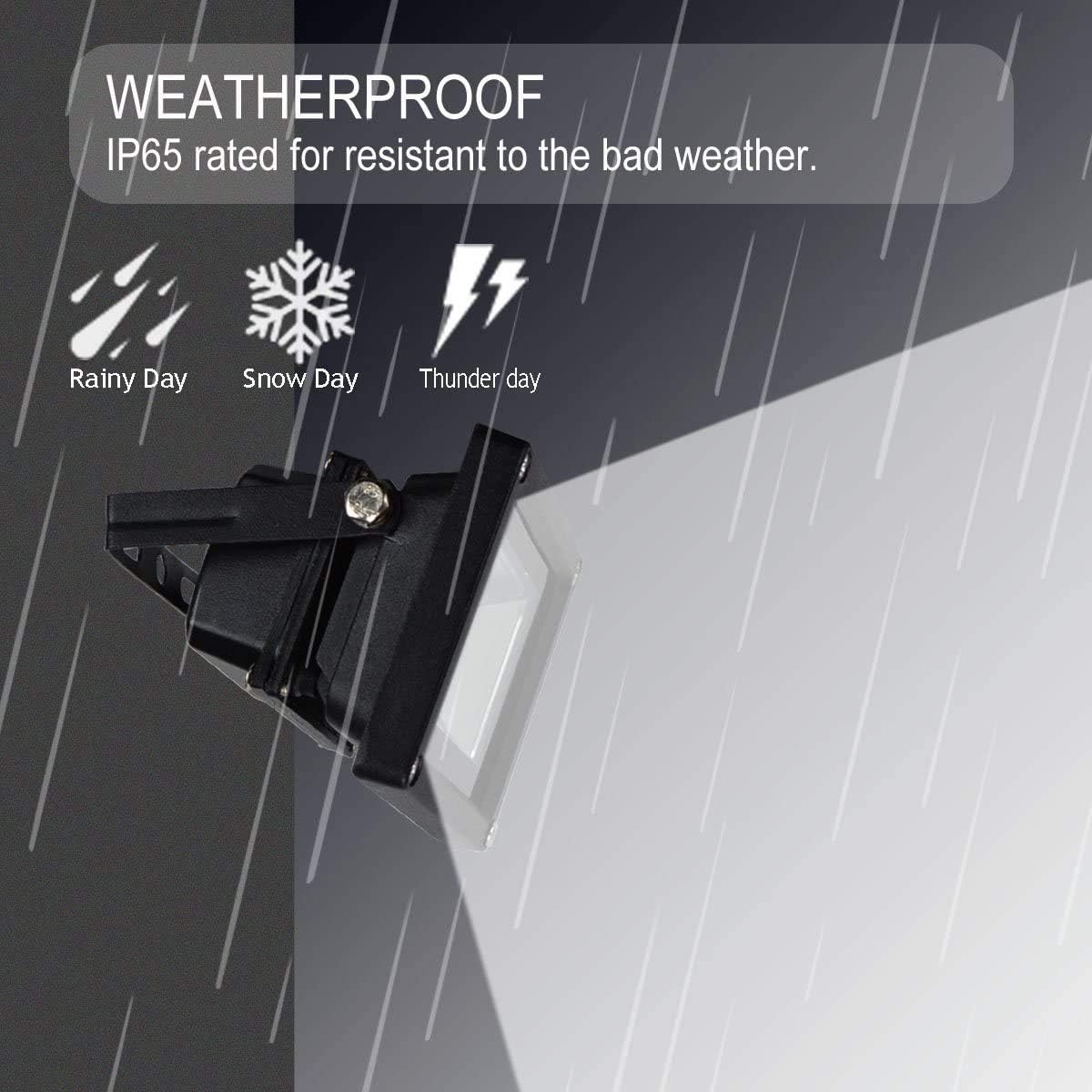 12V AC or DC LED Flood Light,10W Mini IP65 Waterproof Outdoor Light,900LM,6000K,Daylight White Security Light,80W Halogen Bulb Equivalent (2 Pack)