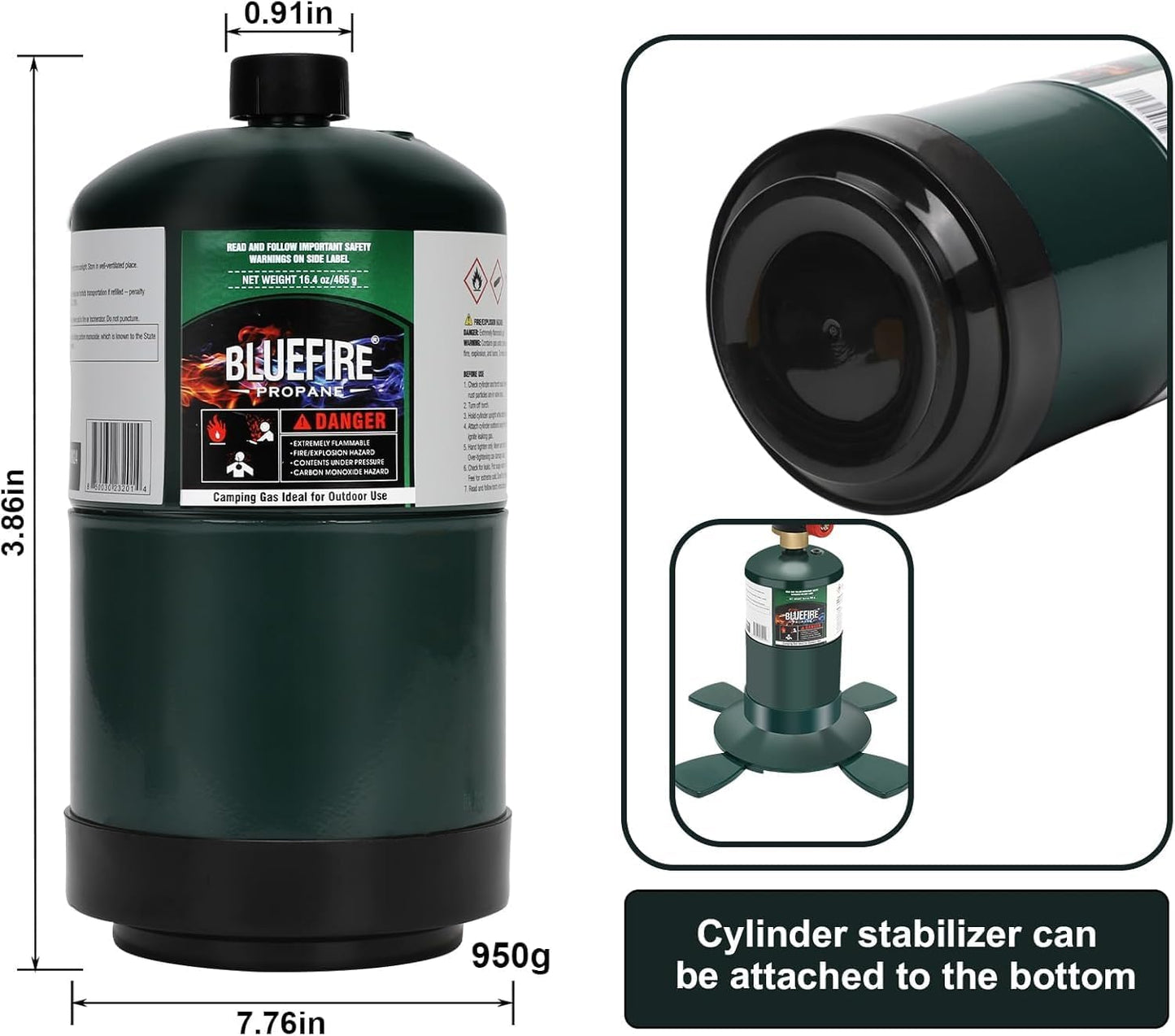 KOMAN BLUEFIRE 1lb Propane Tank Camping Propane Tank Pack of 4 Portable Canister Propane Gas Tank Small Propane Tanks for Camping Stove Outdoor Backpack Mini Burner Heater Cooking Torch Lamp