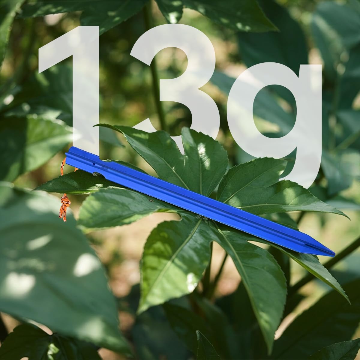 12 Pack Tent Stakes, 7-inch Ultralight Aluminum Ground Pegs with Reflective Pull Ropes, Tri-Beam Stake in a Carrying Bag, for Camping, Backpacking, Hiking, Hammocks and Canopy (Blue)