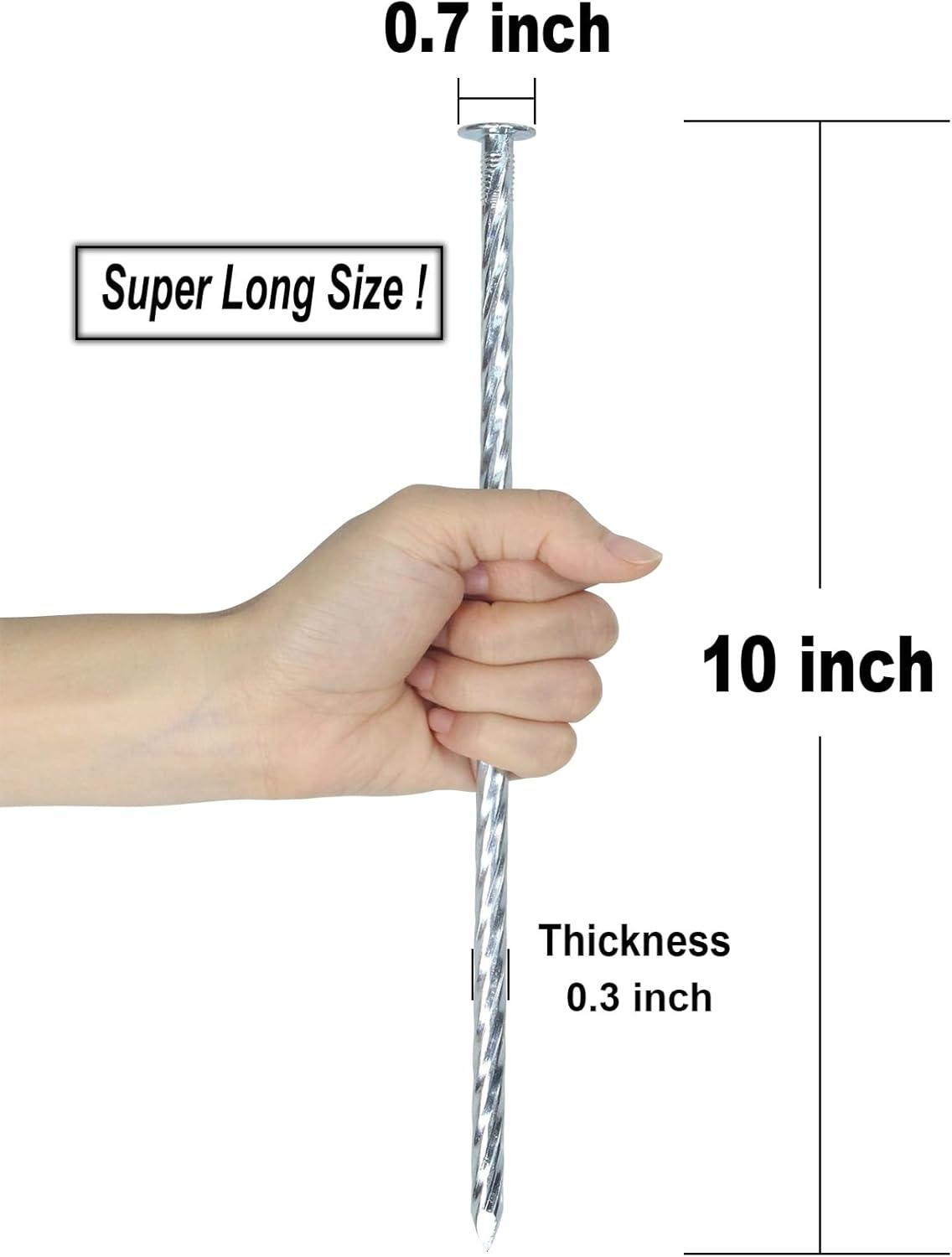 10 Inch Landscape Stakes Galvanized Metal Landscape Edging Anchoring Spikes Stakes, Camping Stakes Tent Pegs for Artificial Turf, Paver Edging, Weed Barrier, House Construction, Carpentry (25)