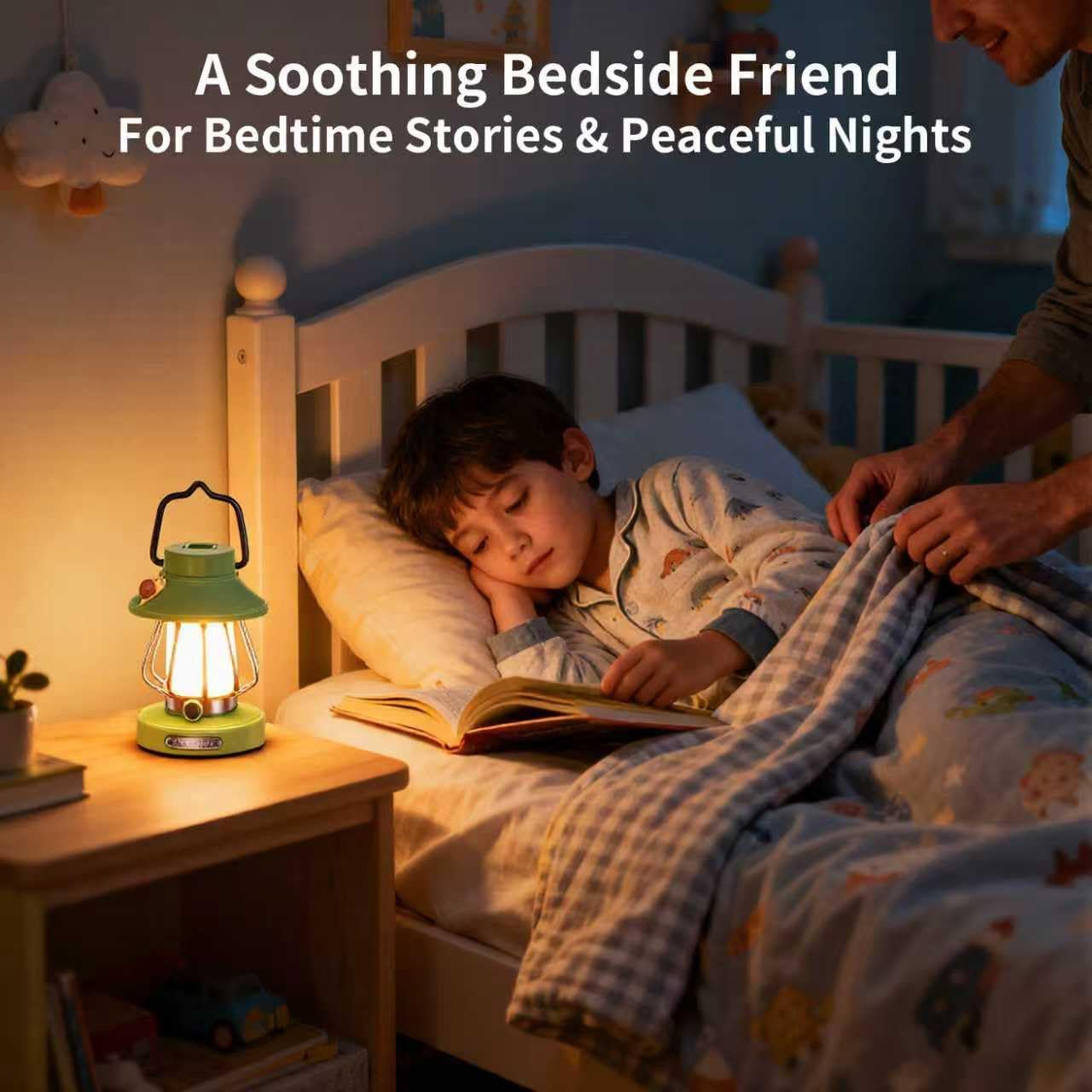 Kids Lantern with 3 Color Dimmable & USB-C Charging, Boys Night Light for Bedroom, Indoor Outdoor Adventures & Emergency Use Toddler Flashlight Camping Essentials for Kids (Green)