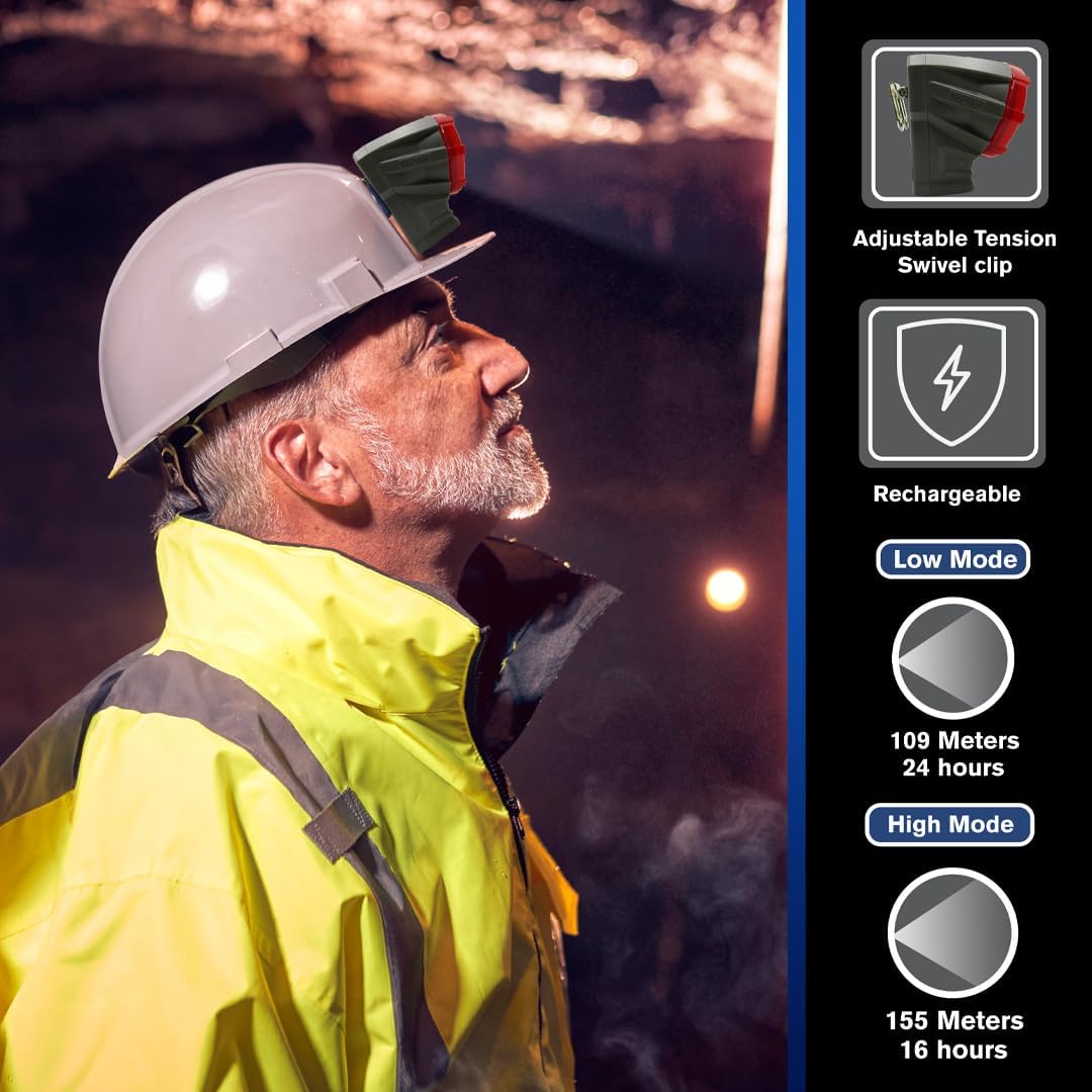 Koehler LI-8000-XL LED Cap Lamp – MSHA Certified, 185 Lumens, Water & Drop Resistant, Advanced LED Technology, Made in USA – Durable Mining Headlamp for Maximum Safety