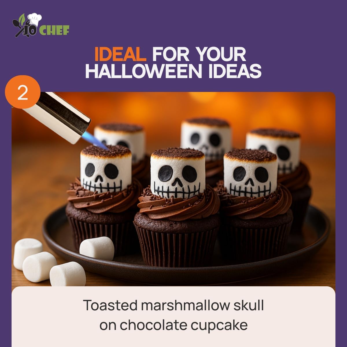 Jo Chef Kitchen Torch with Butane Included – Refillable Lighter with Safety Lock & Adjustable Flame, Blow Culinary Torch for Cooking, BBQ, Creme Brulee, DIY and Soldering - 5 Cans (3.38oz) Included