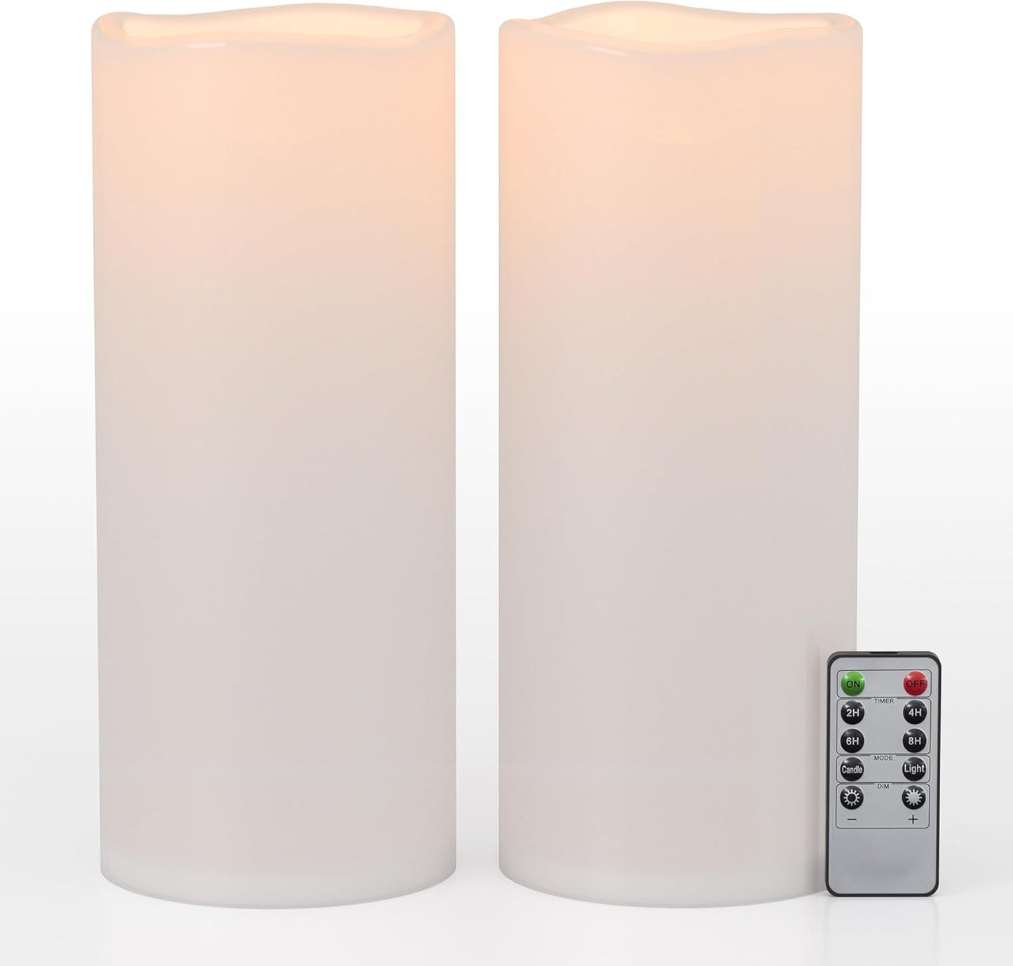 12" x 5" White Large Waterproof Outdoor Flameless Candles Battery Operated LED Flickering Pillar Candles with Remote and Timer for Indoor Outdoor Lanterns, Long Lasting, Set of 2