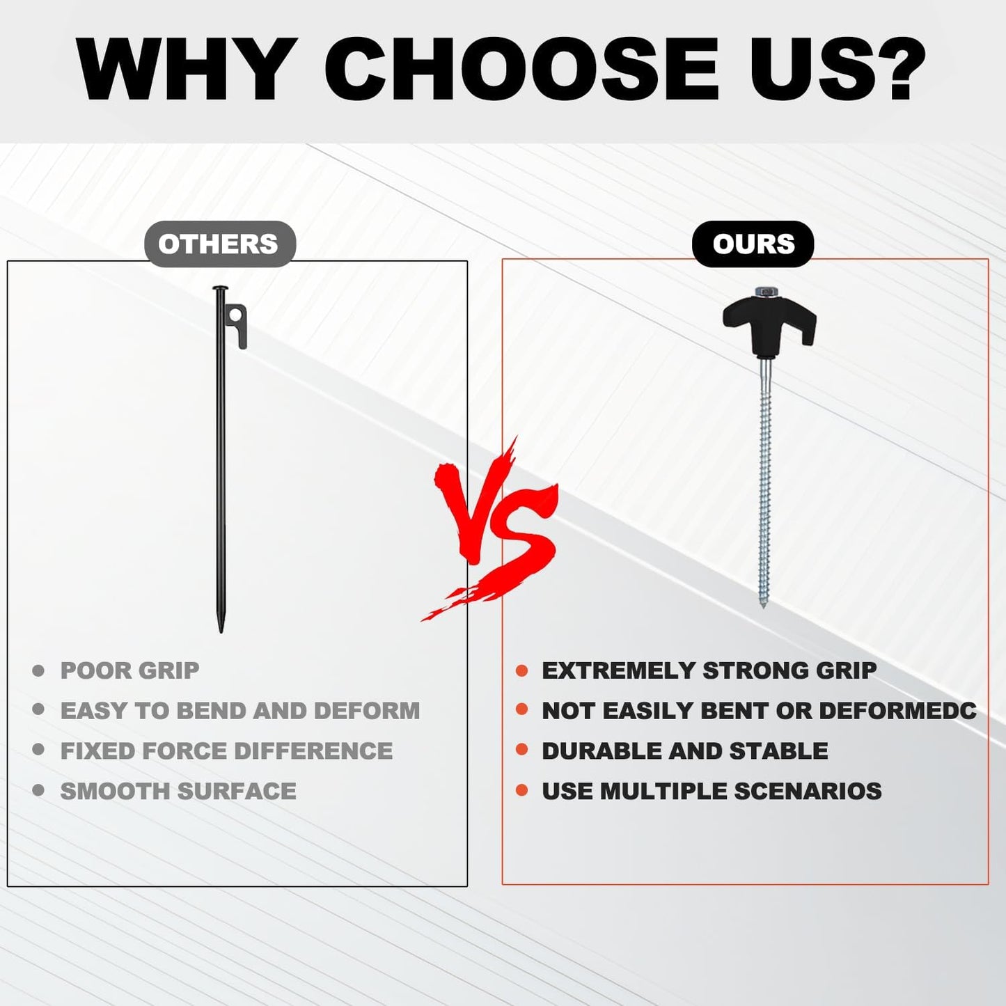 12 Pack Screw in Tent Stakes Heavy Duty,8 Inch Ground Anchors Screw in,Metal Stakes with Hex Head Driver,Camping Tent Accessories.(Black)