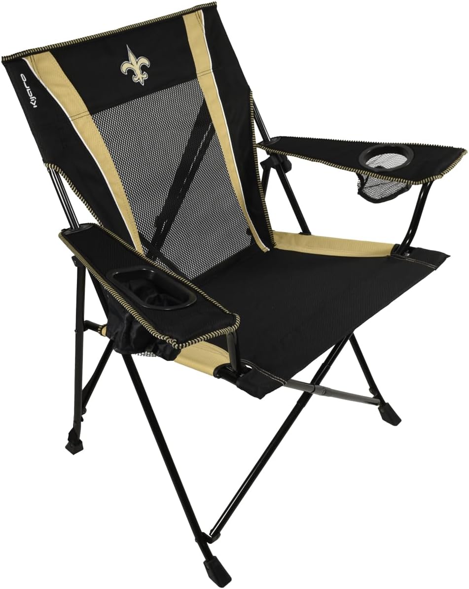 Kijaro NFL Sports Fan Folding Chair, 26" L x 35.5" W x 37" H, New Orleans Saints